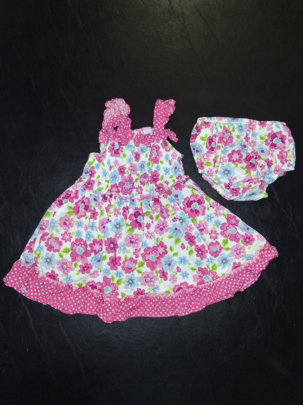 Pink Floral Sundress with Polka Dot Straps